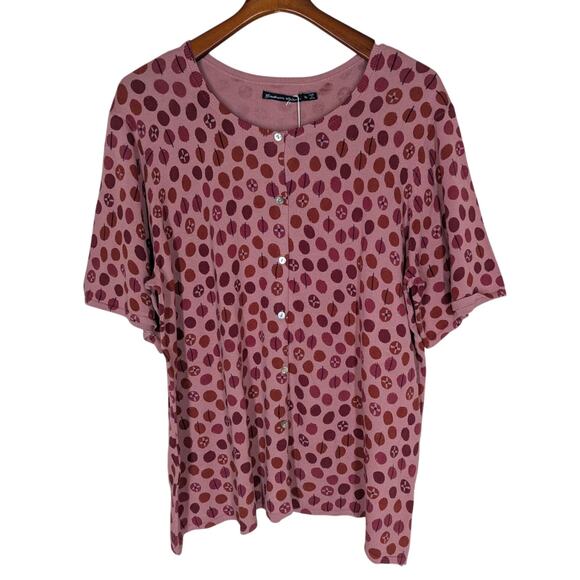 Gudrun Sjoden Size XL Pink Red Visby Cardigan Short Sleeve Organic Cotton New - Picture 1 of 8